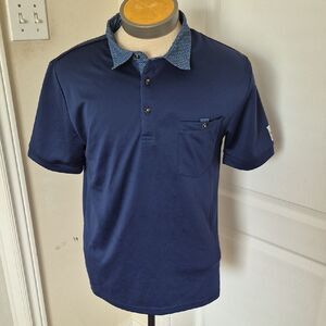 Fourmy Deep Blue Polo with Patterned Collar